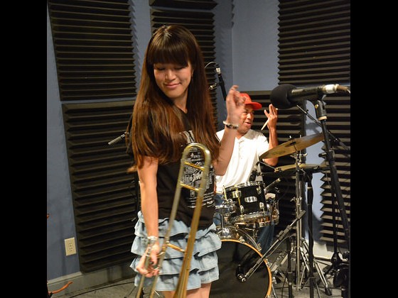 Haruka Kikuchi at WWOZ Nov. 6 2015 [Photo by Kichea S. Burt]